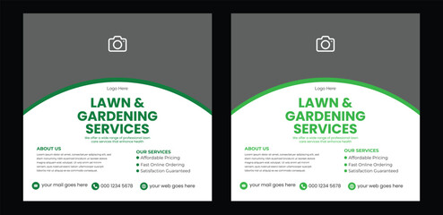 lawn & garden flyer design template landscaping services Tree and gardening service poster leaflet design  This editable social media flyer template enhances your garden services' online presence. It 