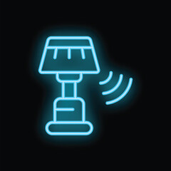 Neon smart lamp emitting wifi signal on black background