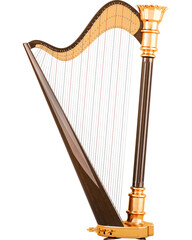Harp, lyre closeup, transparent background