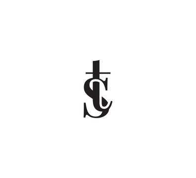 Elegant Serif Monogram Logo with Overlapping Initial Letters &ndash; Vintage and Modern Branding Design ts