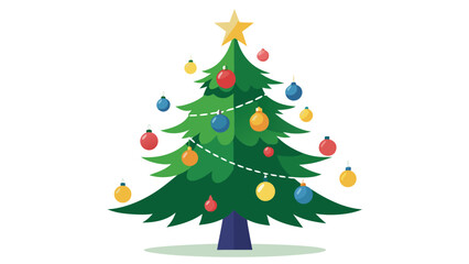 Obraz premium Vector art of christmas tree with colorful ornaments and a star