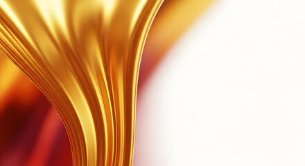 Abstract golden wave isolated on white background, a luxurious and elegant design element with smooth curves and a bright, shiny texture