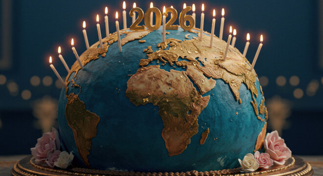 Earth Celebrates 2026: Candles Illuminate a Global Path - Powered by Adobe