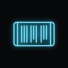Neon barcode glowing on a black background, representing retail, product identification, and scanning technology