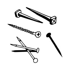assorted construction fasteners vector set
