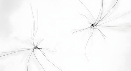 Two dandelion seed heads isolated on white background, with delicate seeds floating in the air, creating a light and airy feel