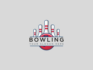  Bowling logo design vector template 