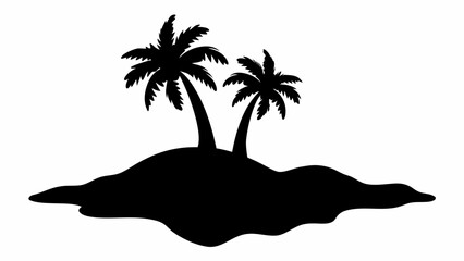 Tropical island silhouette with palm trees, perfect summer vacation getaway, island paradise escape, vector