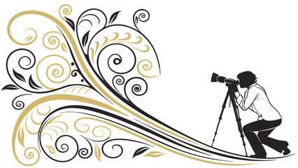 Photographer Silhouette with Decorative Elements.