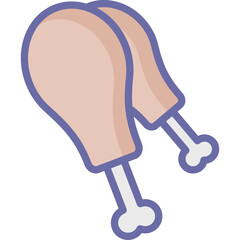 Chicken Piece Icon – Cooked Chicken, Poultry Meat Illustration, Food and Meal Symbol