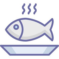 Cooked Fish Icon – Grilled Fish, Seafood Dish, Prepared Fish Meal Illustration