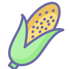 Corn Icon – Fresh Corn on the Cob, Maize Vegetable Illustration, Agricultural Crop Symbol