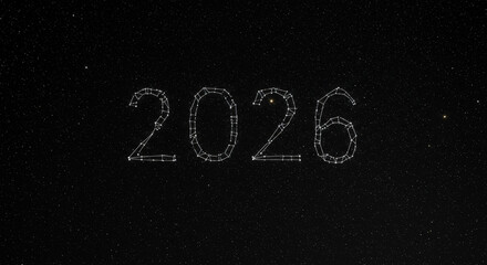 Starry backdrop spelling out New Year’s numerals in space