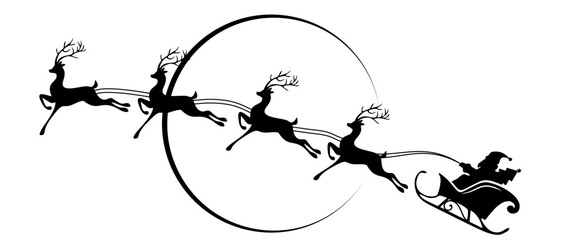 Santa claus sled with moon silhouette vector illustration