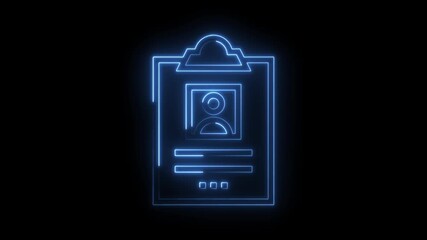 Neon identity card graphic animation revealing access pass digital identification data concept