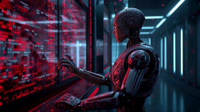 Robot Screen Data Display Corridor Metal Arm Technology Interface