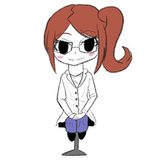 白衣を着た女の子が椅子に座っている