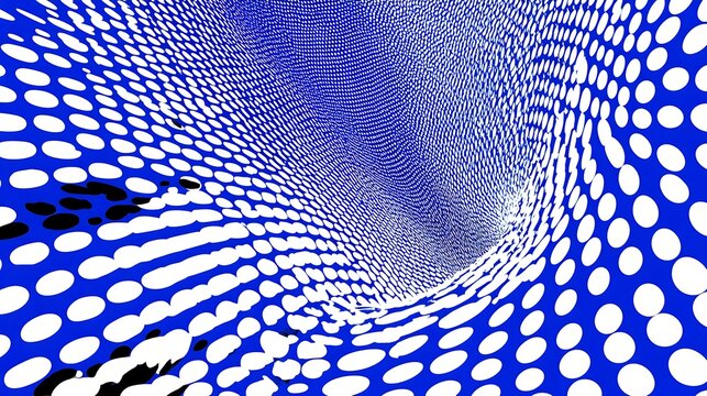 Abstract vortex illusion, captivating blue and white patterned digital art