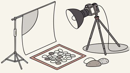 Studio Photography Setup with Stones.