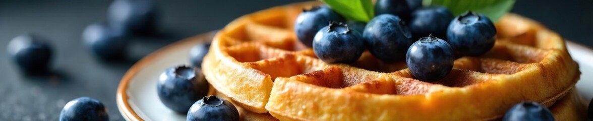 Golden Brown Waffles with Plump Blueberries A Delightful Breakfast Treat