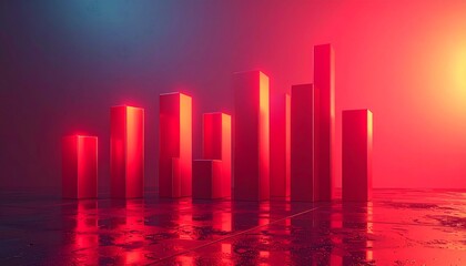 Fototapeta premium 3D Bar Chart with Red Growth Rising Tariff Rate Minimalist Economic Concept