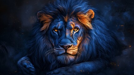 A portrait of a lion with a prominent mane and piercing gaze against a dark background.
Suitable for articles about wildlife, animal conservation, strength, and leadership 