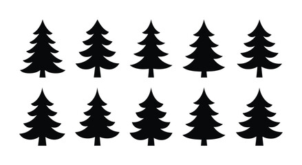 Obraz premium Christmas pine tree silhouette vector collection festive nature icons