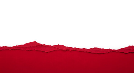 Torn red paper isolated on white background, revealing a vibrant and textured surface, perfect for adding a bold touch to designs