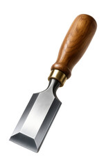 Obraz premium Wide woodworking chisel with a durable wooden handle for carpentry use.