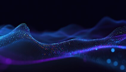 Abstract Digital Waveform With Blue and Purple Hues Against a Dark Background