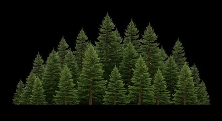 Obraz premium Dense evergreen forest silhouette against the night sky majestic pine trees wilderness landscape