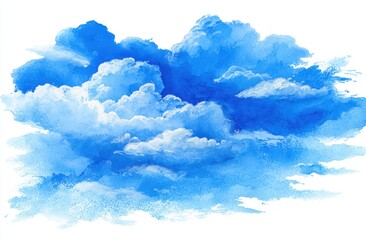 Vivid Blue Sky with Fluffy White Clouds and Dynamic Atmospheric Patterns
