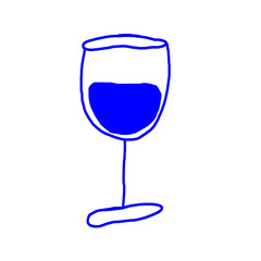 Wine drink icon hand drawn doodle in navy blue color.