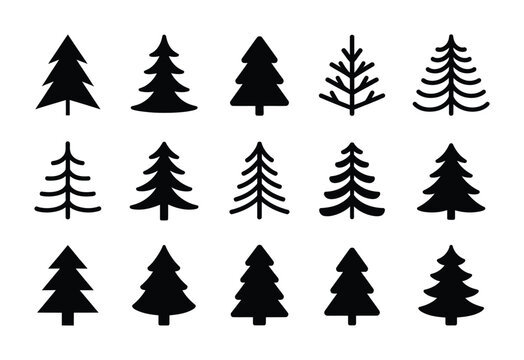 Christmas tree icon vector collection for holiday decoration