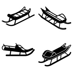 Illustration showing four different sled designs in black silhouette on a white background layout design