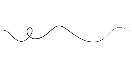 Fototapeta premium Black thread isolates on a white background. Black silk thread looped in a circle form, symbolizing vector thread of fate in tradition. .Line of Black yarn, long red thread
