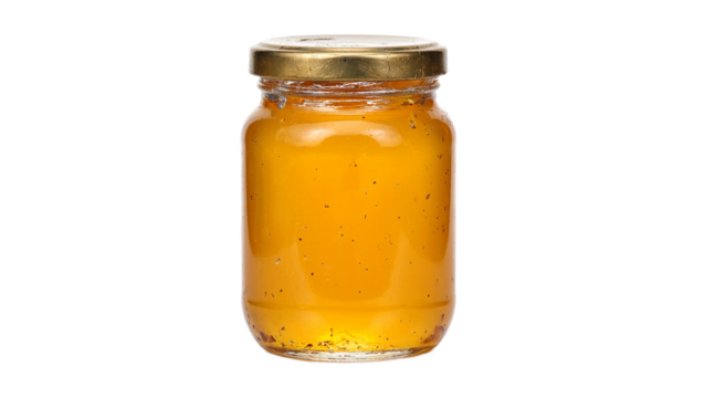 Organic honey jar on white
