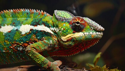 Close-up of a Colorful Chameleon in its Natural Habitat