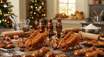 Christmas Cozy Kitchen Filled with Holiday Pastries and Ornaments