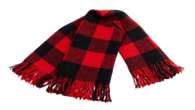 Plaid knit scarf on white