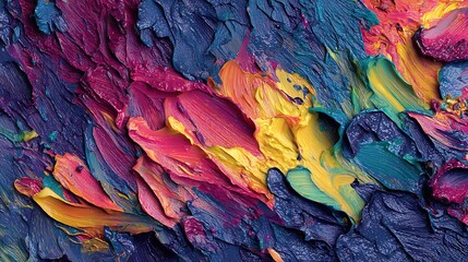 Obraz premium Abstract multicolor painting with dynamic brush strokes on dark backdrop