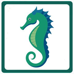 Fototapeta premium Stylized green seahorse illustration on white background