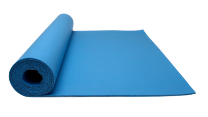Blue yoga mat on white