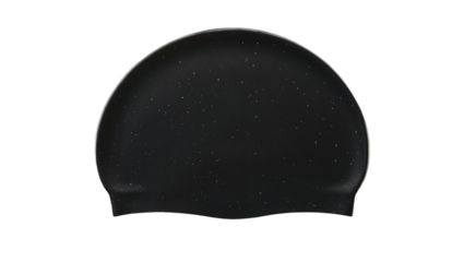 Black swim cap on white