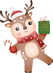Fototapeta premium Cute Reindeer Christmas and Winter Illustration Style