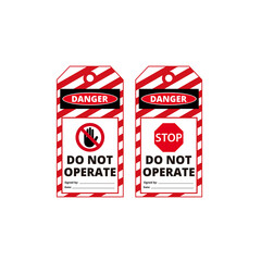 Fototapeta premium White and red danger do not operate labels on a white background
