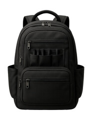 Durable nylon tool backpack with various compartments for electrical technicians.