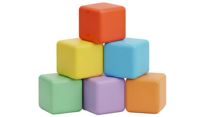 Stack of multicolored toy cubes arranged in a pyramid, a concept for learning, playing, and building foundations