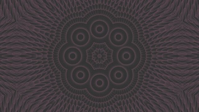 Abstract dark mandala pattern with layered spiral petals that move smoothly, creating a deep hypnotic illusion.