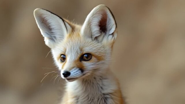 Adorable Fennec Fox with Big Ears in Natural Habitat Close Up.